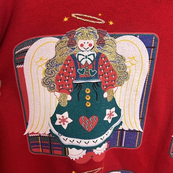 Vintage 90s Deadstock Christmas Crewneck Sweatshirt Angels Noel Holiday - Picture 5 of 9